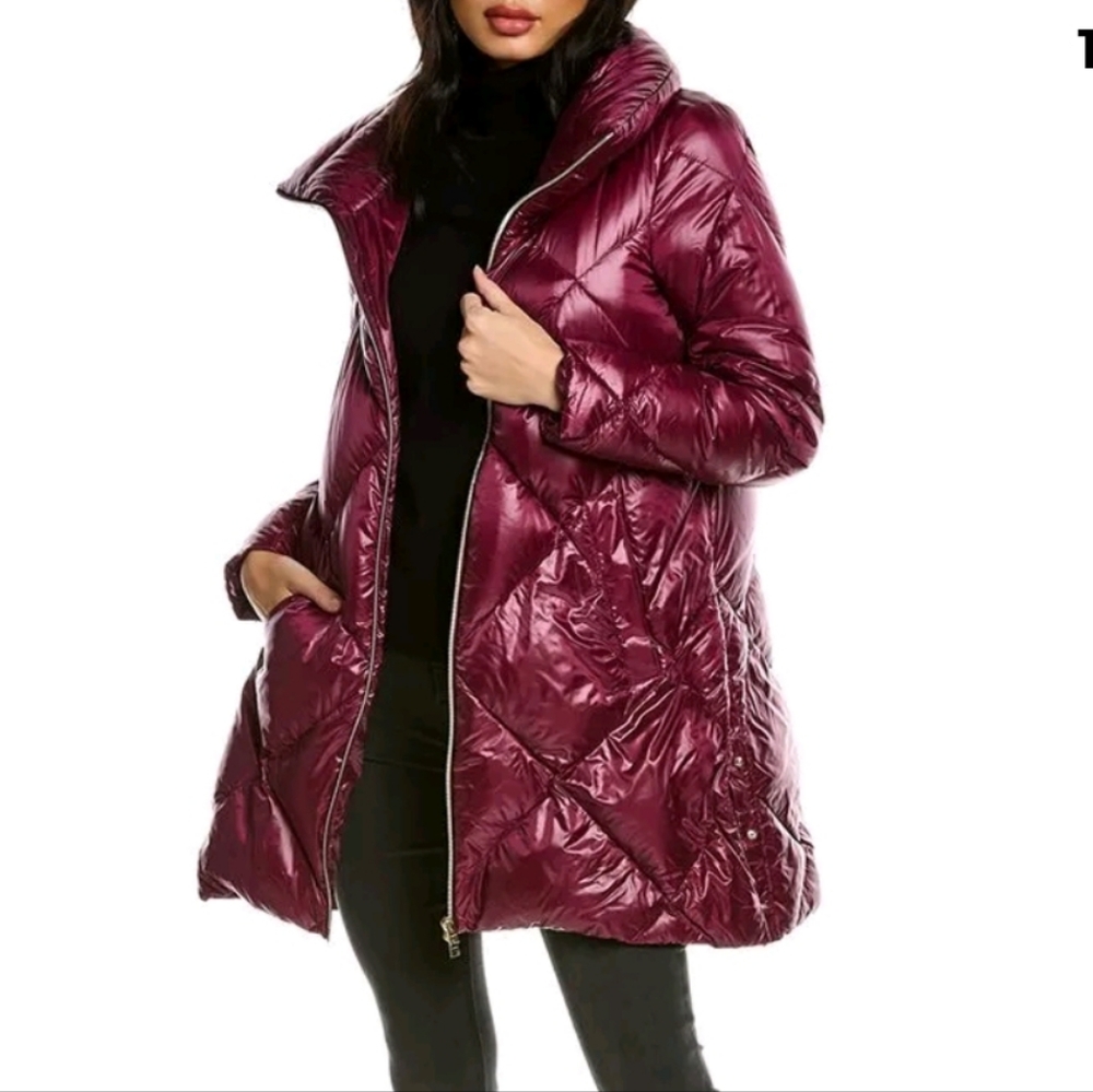 Herno A-Shape Diamond Pattern Down Puffer Jacket Coat L 44 Purple
